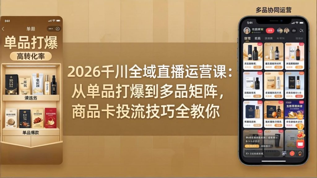 2026千川全域直播运营课:从单品打爆到多品矩阵,商品卡投流技巧全教你-桀创项目掘金社
