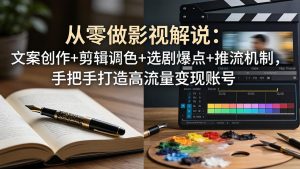 从零做影视解说:文案创作+剪辑调色+选剧爆点+推流机制,手把手打造高流量变现账号-桀创项目掘金社