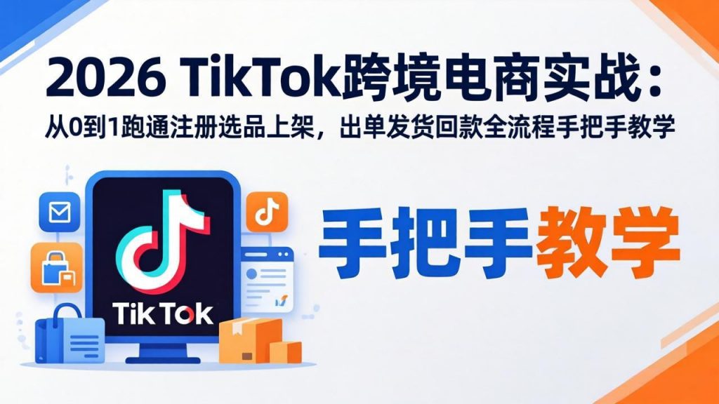 2026TikTok跨境电商实战-更新:从0到1跑通注册选品上架,出单发货回款全流程手把手教学-桀创项目掘金社
