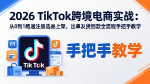 2026TikTok跨境电商实战-更新：从0到1跑通注册选品上架，出单发货回款全流程手把手教学-桀创项目掘金社