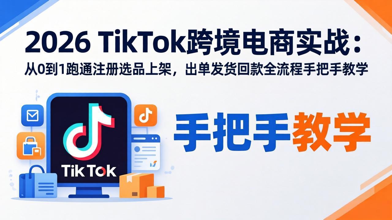 2026TikTok跨境电商实战-更新：从0到1跑通注册选品上架，出单发货回款全流程手把手教学-桀创项目掘金社