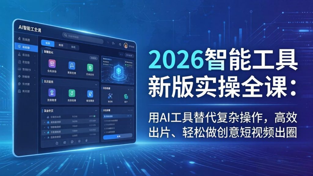 2026智能工具新版实操全课：用AI工具替代复杂操作，高效出片、轻松做创意短视频出圈-桀创项目掘金社