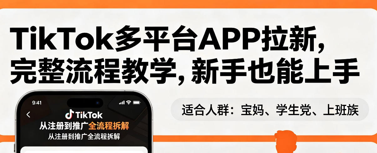 TikTok多平台APP拉新,完整流程教学,新手也能上手,轻松出海搞美金-桀创项目掘金社