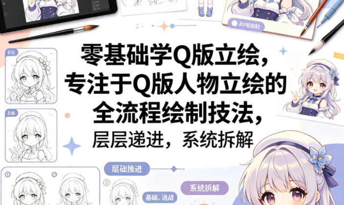 零基础学Q版立绘，专注于Q版人物立绘的全流程绘制技法，层层递进，系统拆解-桀创项目掘金社