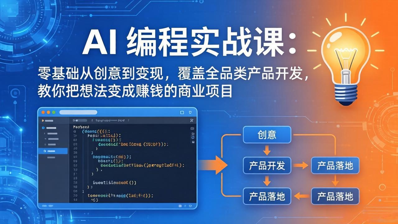 AI编程实战课-第三期-5月9更新：零基础从创意到变现，覆盖全品类产品开发，把想法变成赚钱项目-桀创项目掘金社