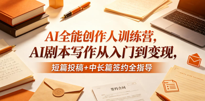 AI全能创作人训练营,AI剧本写作从入门到变现,短篇投稿+中长篇签约全指导-桀创项目掘金社
