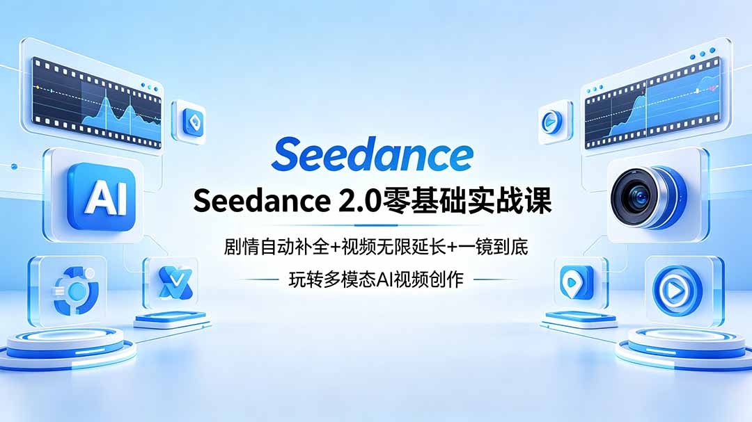 Seedance 2.0零基础实战课：剧情自动补全+视频无限延长+一镜到底：玩转多模态AI视频创作-桀创项目掘金社