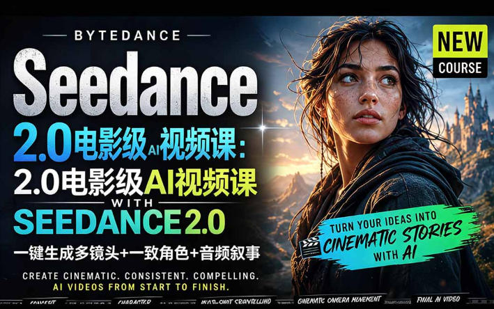 字节跳动的Seedance 2.0 AI电影视频生成制作教程,一键生成多镜头+一致角色+音频叙事-中英字幕-桀创项目掘金社