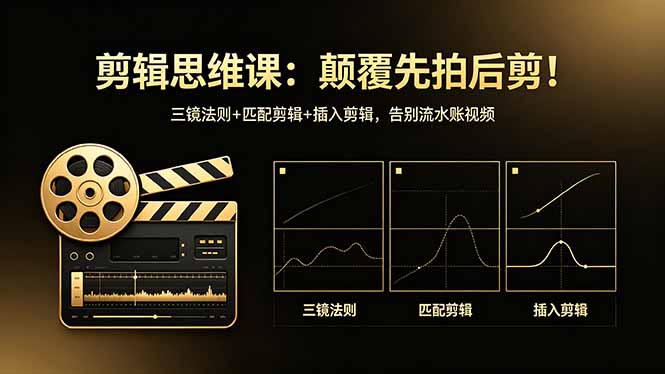 剪辑思维课：颠覆先拍后剪！三镜法则+匹配剪辑+插入剪辑，告别流水账视频-桀创项目掘金社