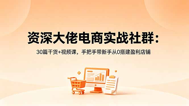 资深大佬电商实战社群:30篇干货+视频课,手把手带新手从0搭建盈利店铺-桀创项目掘金社