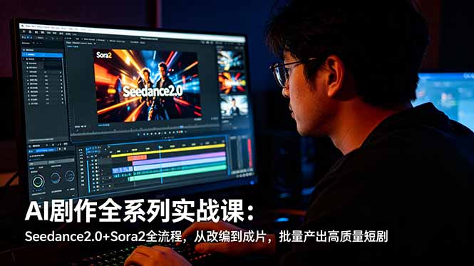 AI剧作全系列实战课：Seedance2.0+Sora2全流程，从改编到成片，批量产出高质量短剧-桀创项目掘金社