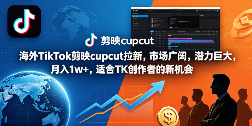 海外TikTok剪映cupcut拉新，市场广阔，潜力巨大，月入1w+，适合TK创作者的新机会-桀创项目掘金社