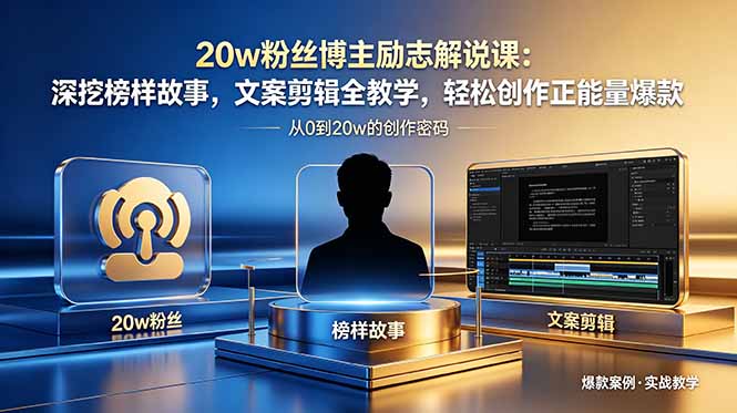 20w粉丝博主励志解说课：深挖榜样故事，文案剪辑全教学，轻松创作正能量爆款-桀创项目掘金社