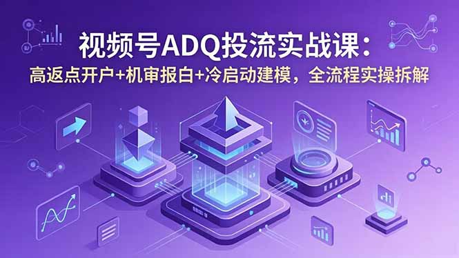 视频号ADQ投流实战课:高返点开户+机审报白+冷启动建模,全流程实操拆解-桀创项目掘金社