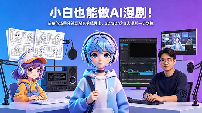 小白也能做AI漫剧！从角色场景分镜到配音剪辑导出，2D/3D/仿真人漫剧一步到位-桀创项目掘金社