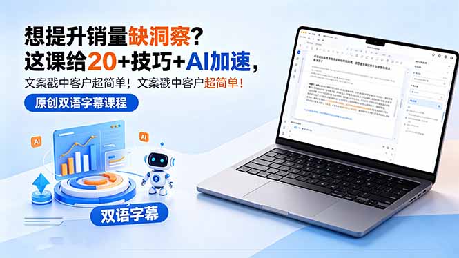 想提升销量缺洞察?这课给 20 + 技巧 + AI 加速,文案戳中客户超简单!【原创双语字幕】-桀创项目掘金社