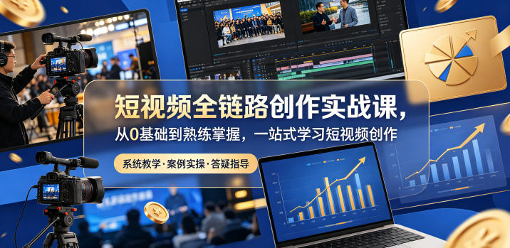 短视频全链路创作实战课，从0基础到熟练掌握，一站式学习短视频创作-桀创项目掘金社