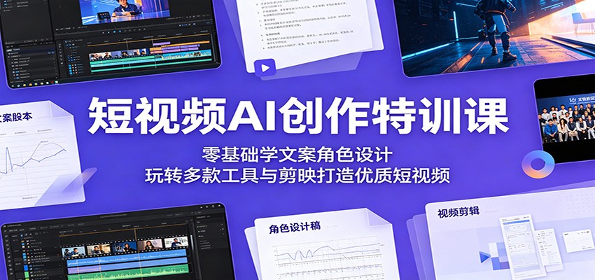 短视频AI创作特训课:零基础学文案角色设计,玩转多款工具与剪映打造优质短视频-桀创项目掘金社