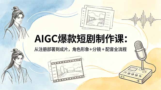 AIGC爆款短剧制作课：从注册部署到成片，角色形象+分镜+配音全流程-桀创项目掘金社