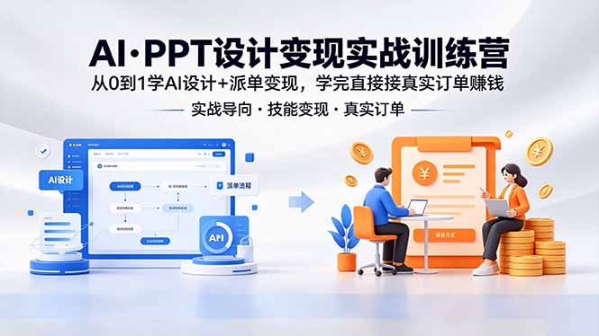AI·PPT设计变现实战训练营，从0到1学AI设计+派单变现，学完直接接真实订单赚钱-桀创项目掘金社