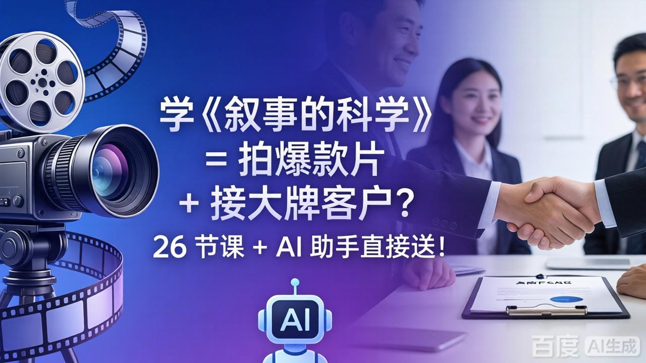 学《叙事的科学》= 拍爆款片 + 接大牌客户？26 节课 + AI 助手直接送！-桀创项目掘金社