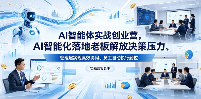 AI智能体实战创业营26年4月23-25号线下课，AI智能化落地老板解放决策压力、管理层实现高效协同、员工自动执行到位-桀创项目掘金社