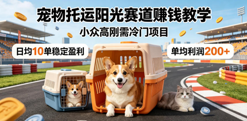 宠物托运阳光赛道賺钱教学,小众高刚需冷门项目,日均10单稳定盈利,单均利润200+-桀创项目掘金社