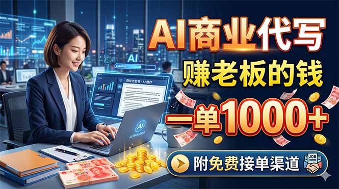 AI商业代写，赚老板的钱，一单1000+，附免费接单渠道-桀创项目掘金社