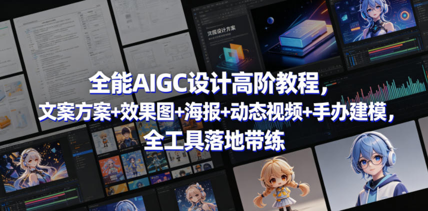 全能AIGC设计高阶教程，文案方案+效果图+海报+动态视频+手办建模，全工具落地带练-桀创项目掘金社