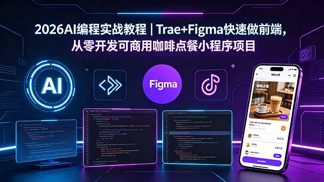 2026AI编程实战教程｜Trae+Figma快速做前端，从零开发可商用咖啡点餐小程序项目-桀创项目掘金社