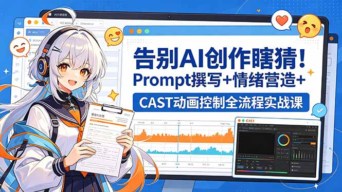 告别AI创作瞎猜！Prompt撰写+情绪营造+CAST动画控制全流程实战课-桀创项目掘金社