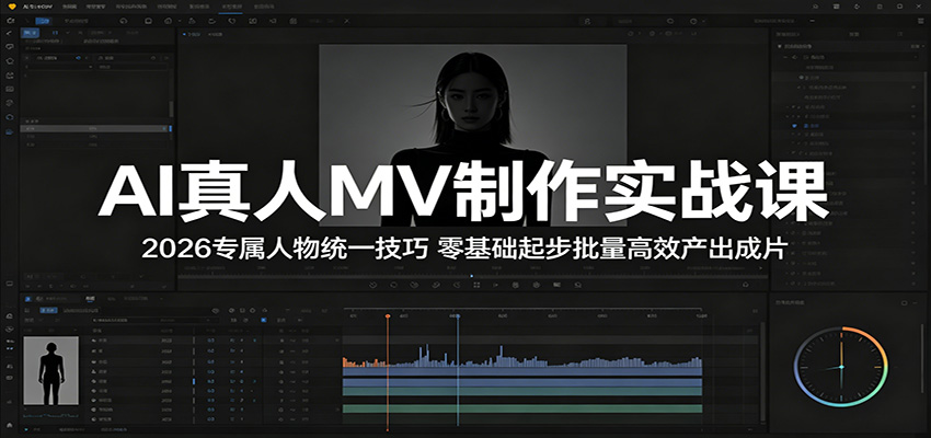 AI真人MV制作实战课：2026专属人物统一技巧，零基础起步批量高效产出成片-桀创项目掘金社