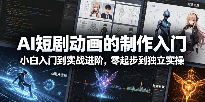 AI短剧动画的制作入门，小白入门到实战进阶，零起步到独立实操-桀创项目掘金社