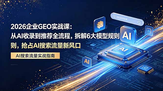 2026 企业GEO实战课：从AI收录到推荐全流程，拆解6大模型规则，抢占 AI 搜索流量新风口-桀创项目掘金社