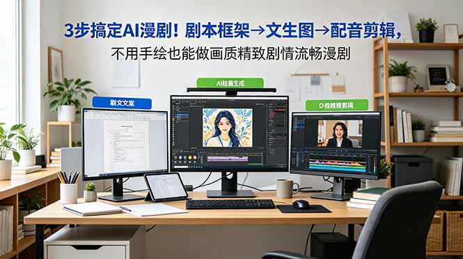 3步搞定AI漫剧!剧本框架→文生图→配音剪辑,不用手绘也能做画质精致剧情流畅漫剧-桀创项目掘金社
