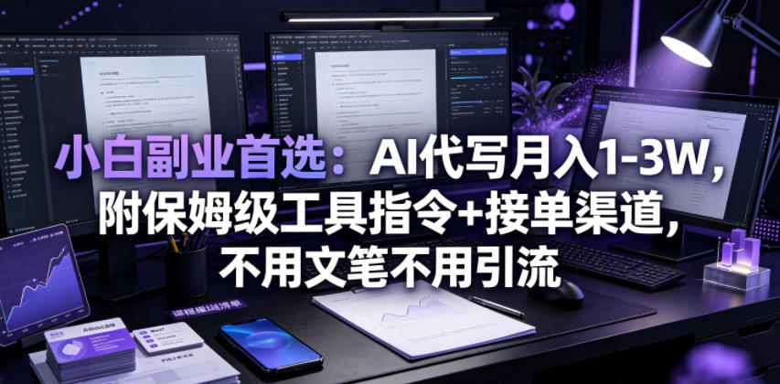 小白副业首选：AI代写月入1-3W，附保姆级工具指令+接单渠道，不用文笔不用引流【揭秘】-桀创项目掘金社