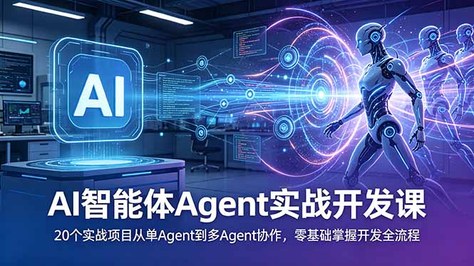AI智能体Agent实战开发课:20个实战项目从单Agent到多Agent协作,零基础掌握开发全流程-桀创项目掘金社