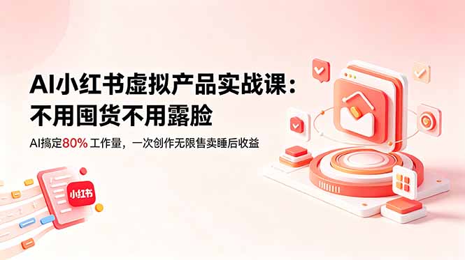 AI小红书虚拟产品实战课-更新：不用囤货不用露脸，AI搞定80%工作量，一次创作无限售卖睡后收益-桀创项目掘金社