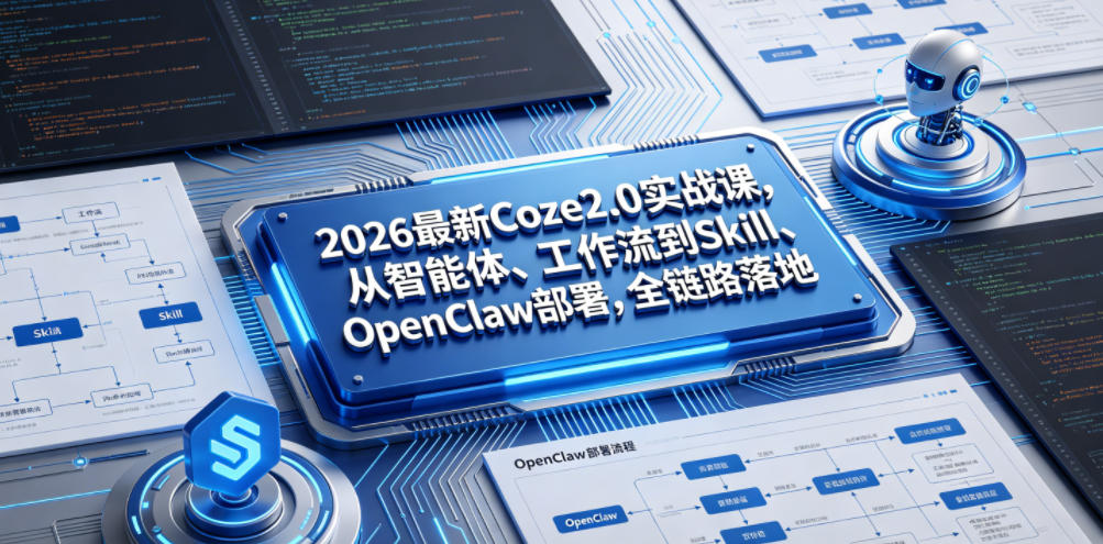 2026最新Coze2.0实战课，从智能体、工作流到Skill、OpenClaw部署，全链路落地-桀创项目掘金社