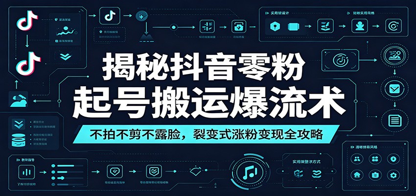揭秘抖音零粉起号搬运爆流术:不拍不剪不露脸,裂变式涨粉变现全攻略-桀创项目掘金社