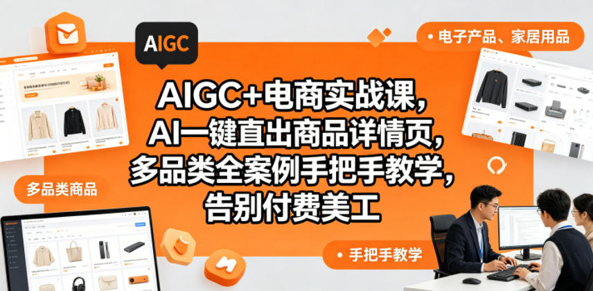 AIGC+电商实战课，AI一键直出商品详情页，多品类全案例手把手教学，告别付费美工(更新)-桀创项目掘金社