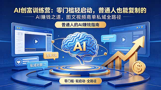 AI创富训练营:零门槛轻启动,普通人也能复制的AI赚钱之道,图文视频商单私域全路径-桀创项目掘金社