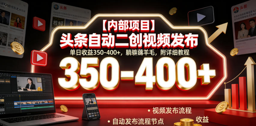 【内部项目】头条自动二创视频发布,单日收益350-400+,躺賺薅羊毛,附详细教程【揭秘】-桀创项目掘金社