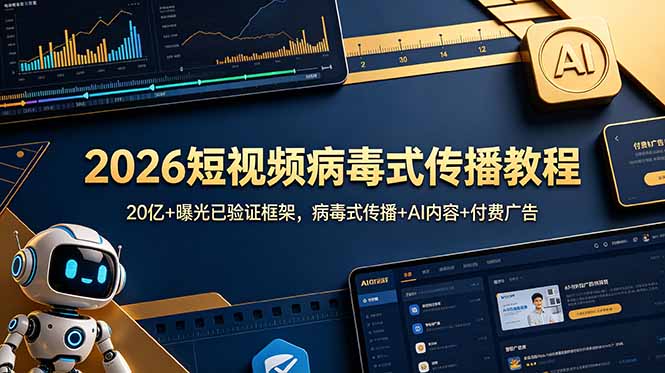 2026短视频病毒式传播教程:20亿+曝光已验证框架,病毒式传播+AI内容+付费广告-桀创项目掘金社