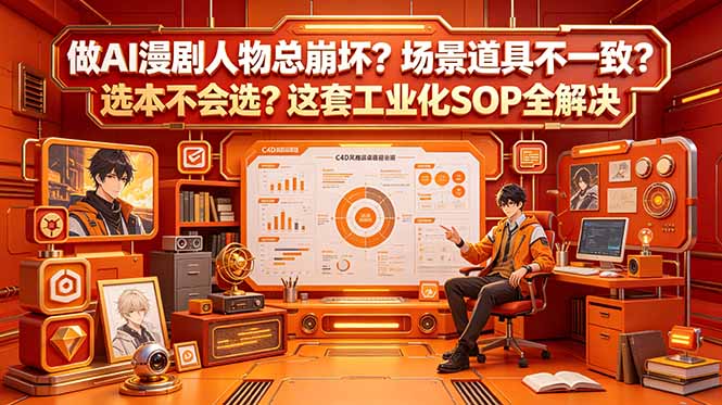 做AI漫剧人物总崩坏？场景道具不一致？选本不会选？这套工业化SOP全解决 (更新-桀创项目掘金社