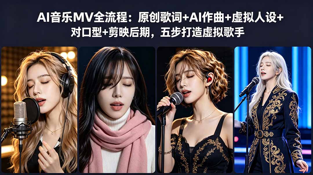 AI音乐MV全流程:原创歌词+AI作曲+虚拟人设+对口型+剪映后期,五步打造虚拟歌手-桀创项目掘金社