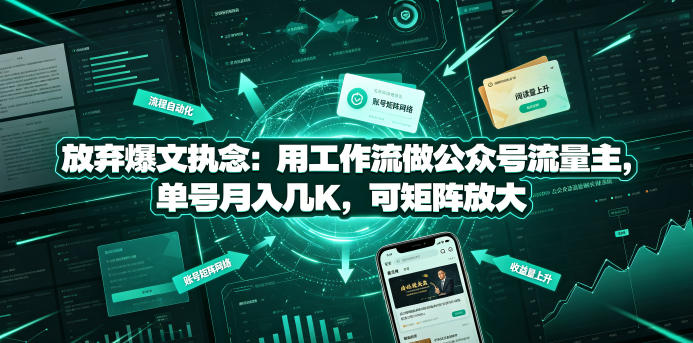 放弃爆文执念：用工作流做公众号流量主，单号月入几K，可矩阵放大-桀创项目掘金社