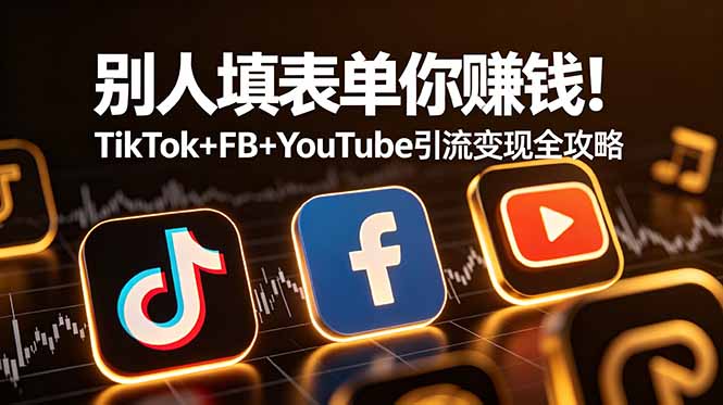 别人填表单你赚钱!TikTok+FB+YouTube 引流变现全攻略【原创双语字幕】-桀创项目掘金社