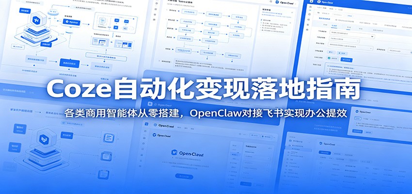Coze自动化变现落地指南：各类商用智能体从零搭建，OpenClaw对接飞书实现办公提效-桀创项目掘金社