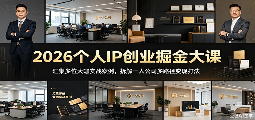 2026个人IP创业掘金大课：汇集多位大咖实战案例，拆解一人公司多路径变现打法-桀创项目掘金社